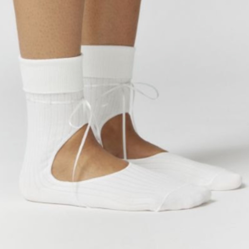 UO Open-Front Sock (White)